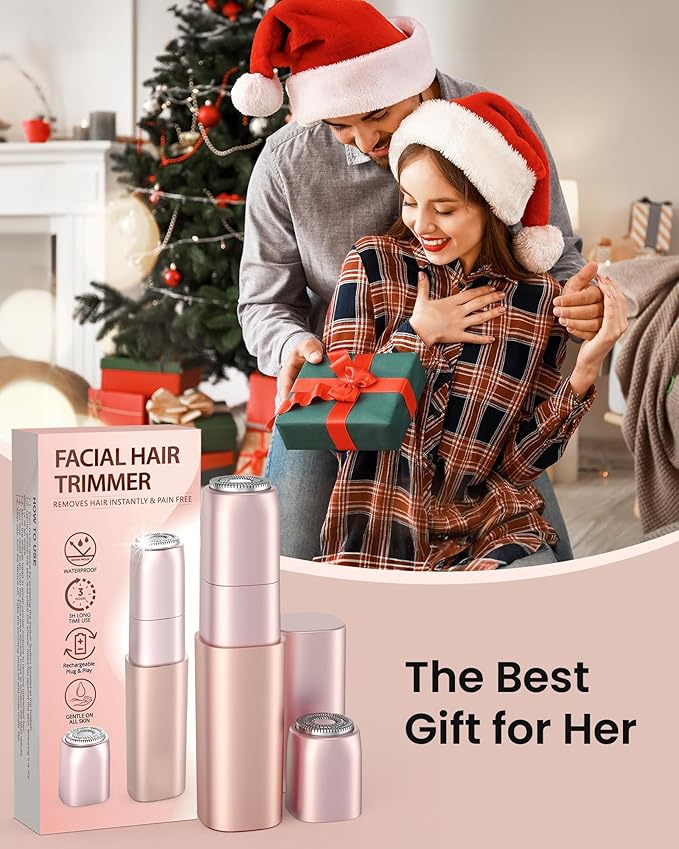 Rechargeable Facial Hair Remover for Women: Painless Mini Face Razors Shaver with 2 Replacement Heads,Electric Facial Hair Removal Device for Upper Lip, Chin & Face for Home & Travel-VivaGrace Women