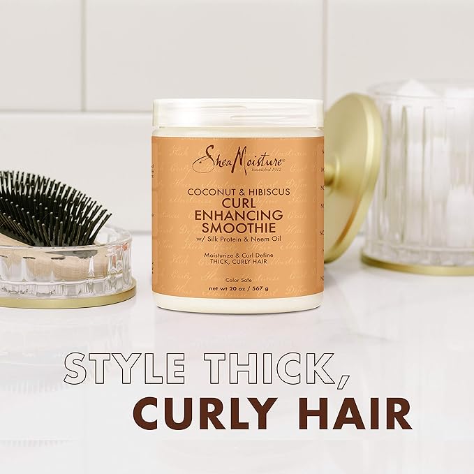 SheaMoisture Curl Enhancing Smoothie Hair Cream Coconut and Hibiscus for Thick, Curly Hair Sulfate Free and Paraben Free Curl Cream 20 oz-VivaGrace Women