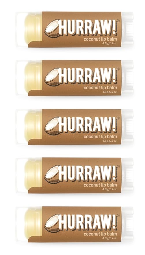 Hurraw! Coconut Lip Balm, 5 Pack: Organic, Certified Vegan, Cruelty and Gluten Free. Non-GMO, 100% Natural Ingredients. Bee, Shea, Soy and Palm Free. Made in USA-VivaGrace Women