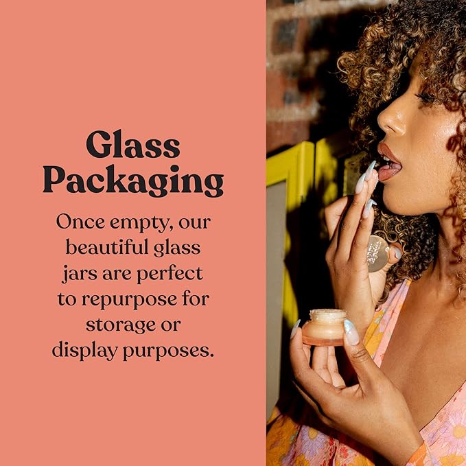 Poppy & Pout Natural Lip Scrub, Moisturizing Sugar Scrub for Dry Lips, Lip Scrubber Exfoliator with Essential Oils Smooths and Hydrates Lips, In Recyclable Glass Jars, Cruelty Free - Pomegranate Peach-VivaGrace Women