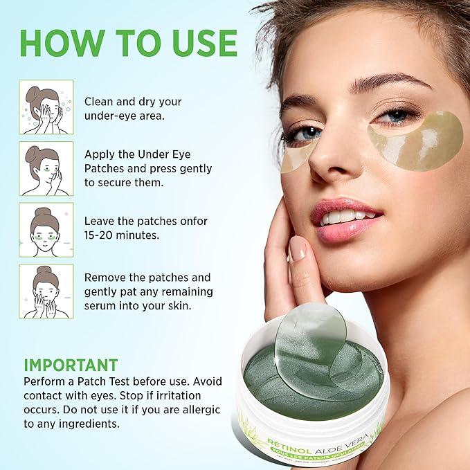 VELAMO ADVANCED Under Eye Patches: Aloe Vera Under Eye Mask for Dark Circles - Retinol Eye Patches for Wrinkles and Puffiness - Under Eye Bags Dark Circles Treatment for Women and Men 60 Pcs-VivaGrace Women