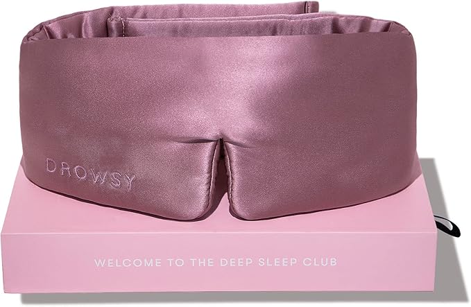 DROWSY Silk Sleep Mask. Face-Hugging, Padded Silk Cocoon for Luxury Sleep in Total Darkness. (Damask Rose)-VivaGrace Women
