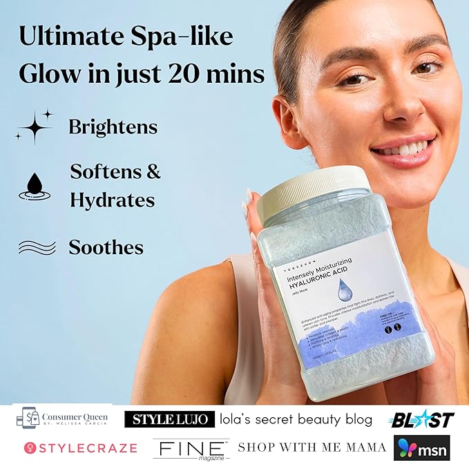 Jelly Face Mask for Facials - Hyaluronic Acid Hydrating, Brightening & Nourishing Jelly Mask with Free Jade Roller & Spatula | Professional Hydrojelly Masks | Vajacial Jelly Mask Powder | 23 Oz Jar-VivaGrace Women