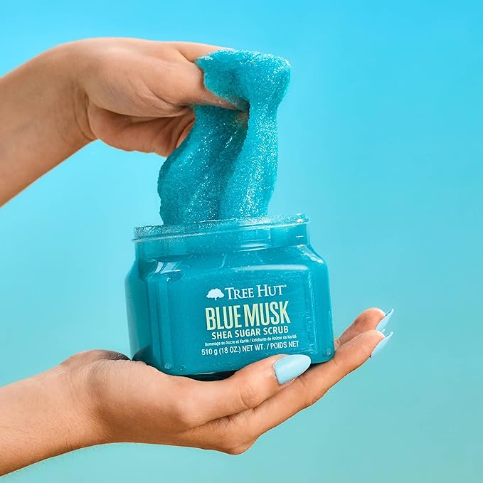 Tree Hut Blue Musk Shea Sugar Scrub | Exfoliating Body Scrub Removes Dead, Dry Skin for a Soft & Hydrated Feel | Nourishing Essential Body Care | 18 fl oz.-VivaGrace Women