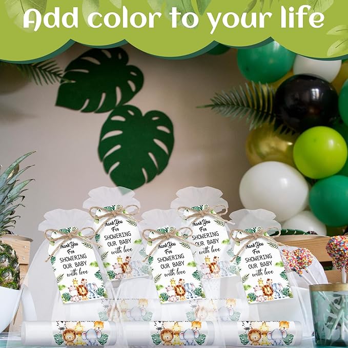 Dunzy 50 Pack Baby Shower Party Gifts Favors Bulk Lip Balms for Guests Boys Girls Games Neutral Gender Reveal Favors Baby Shower Prizes Souvenirs Bags Stuffer(Jungle Animal)-VivaGrace Women