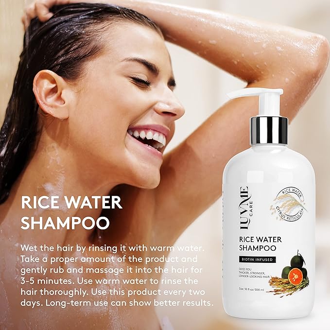 Rice Water Hair Growth Shampoo with Biotin - Hair Shampoo for Thinning Hair and Hair Loss, All Hair Types, Men and Women 10 Fl Oz-VivaGrace Women