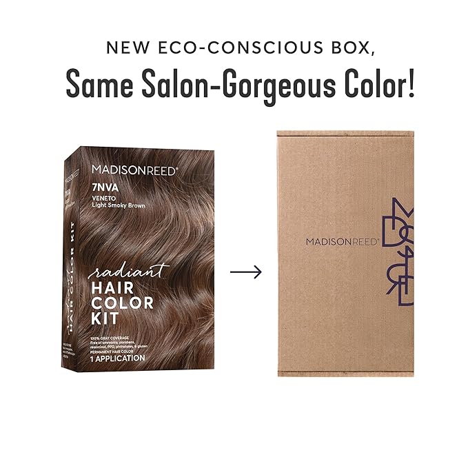 Madison Reed Radiant Hair Color Kit | 7NA Light Ash Brown (Arezzo Brown) for 100% Gray Hair Coverage | Salon Quality Permanent Hair Dye | PPD-Free & Ammonia-Free | (Packaging May Vary) 2 Pack-VivaGrace Women