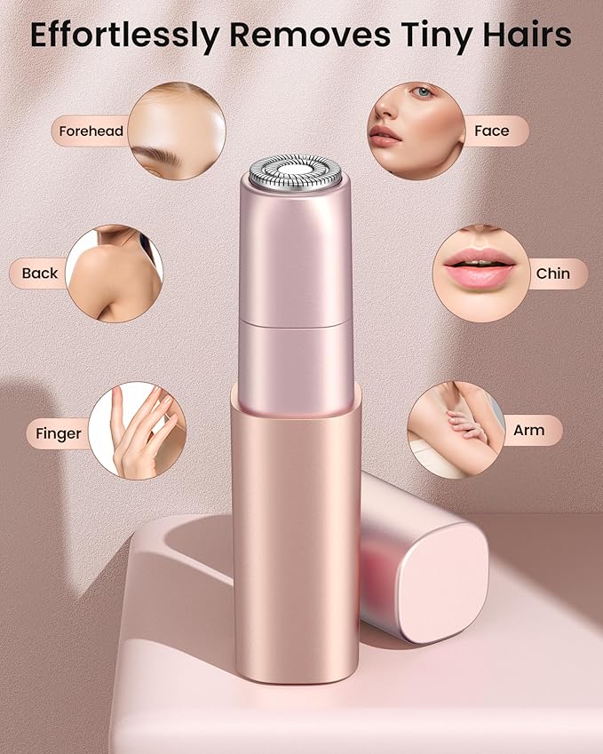 Rechargeable Facial Hair Remover for Women: Painless Mini Face Razors Shaver with 2 Replacement Heads,Electric Facial Hair Removal Device for Upper Lip, Chin & Face for Home & Travel-VivaGrace Women