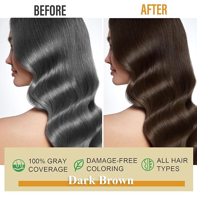 Dark Brown Hair Dye Shampoo for Gray Hair, Natural Color Shampoo Hair Dye for Women & Men, Hair Instant Dye Shampoo Colors Hair in Minutes, Champu Para Canas, 3-in-1 Shampoo for Dyeing Gray, 500 Ml-VivaGrace Women