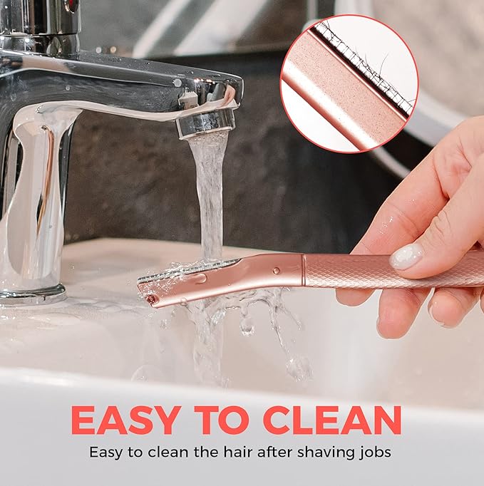 ZOMCHI Eyebrow Razor, Face Razors for Women&Men, Eyebrow Trimmer Shaper with Precision Cover,Facial Shaver with 6 Blades (Rose Gold)-VivaGrace Women