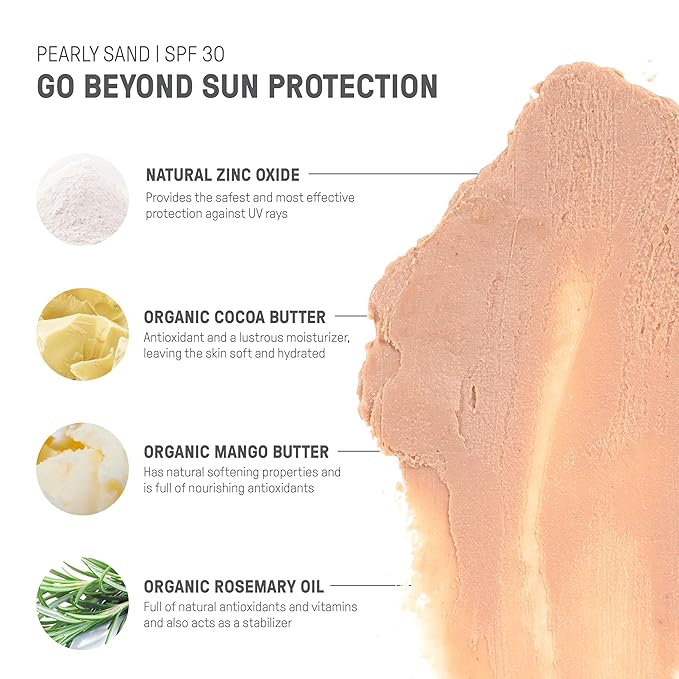 Raw Element Ultra-Moisturizing Tinted Face Cream, Non Toxic Mineral Face Sunscreen, Daily Tinted Moisturizer, Non-Nano Zinc Oxide, Reef Friendly, All Ages, SPF 30, 1.8 oz, Pearly Sand, Pack of 1-VivaGrace Women