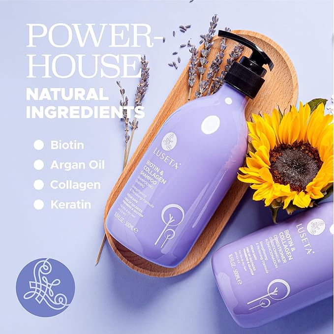 Luseta Biotin Shampoo and Conditioner for Hair - Thickening Shampoo for Thinning Hair - Infused with Argan Oil to Repair Damaged Dry Hair - Sulfate Free Paraben Free-2 x 16.9 fl oz-VivaGrace Women