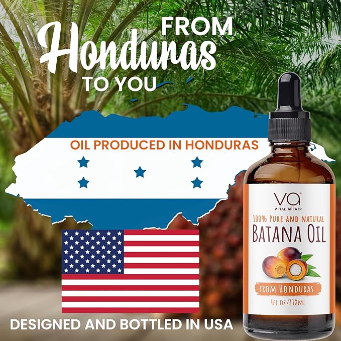 Batana Oil-Hair Growth Oil-4 Fl Oz-Glass Bottle-Cold Pressed-100% Raw-Dr Sebi Recommended-Essential Nutrients-For Women & Men-VivaGrace Women