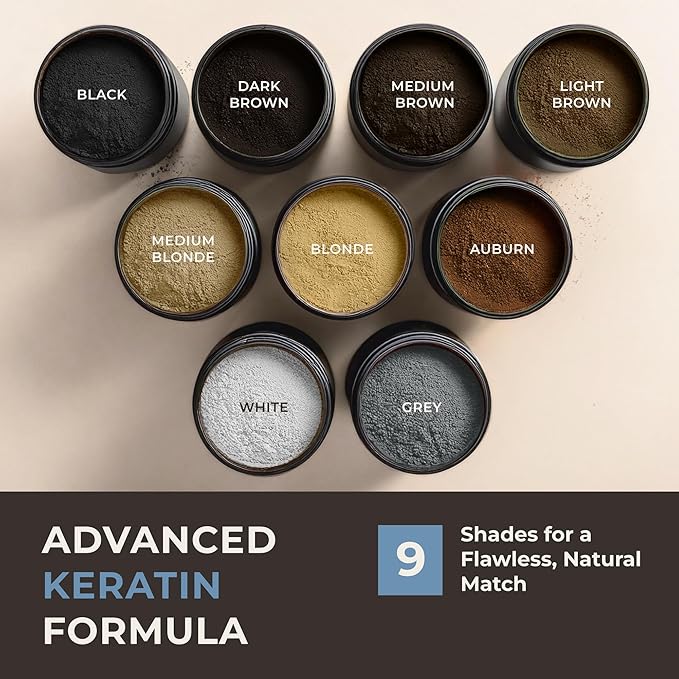 Keratin Hair Fibers for Men & Women - Fill In Fine or Thinning Hair, Instantly Thicker, Fuller Looking Hair (Medium Brown 15g)-VivaGrace Women