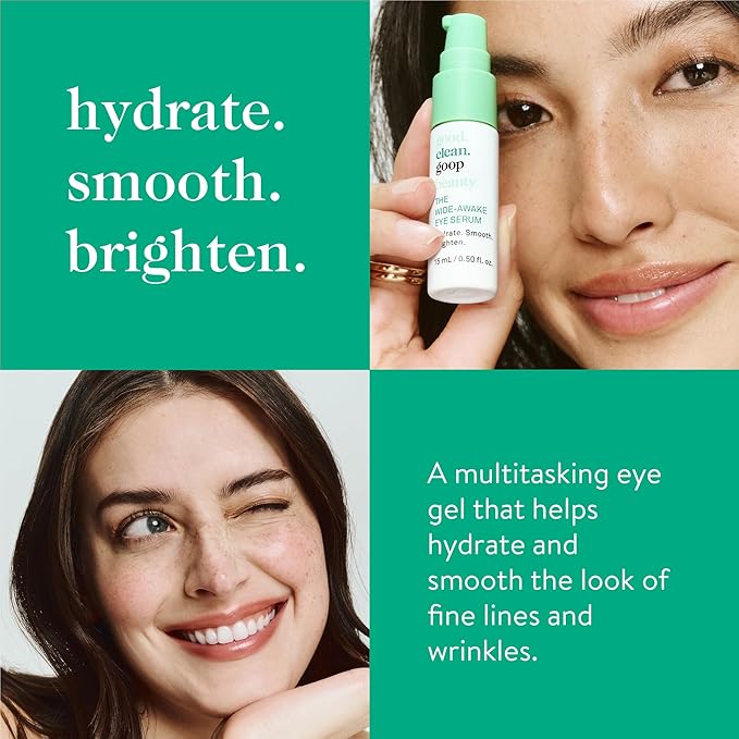 good.clean.goop beauty The Wide-Awake Eye Serum | Gel Serum to Reduce Fine Lines | Peptides, Astaxanthin & Reishi Mushroom Extract | Caffeine Eye Serum for Puffy Eyes & Dark Circles | Vegan | 0.5 oz-VivaGrace Women