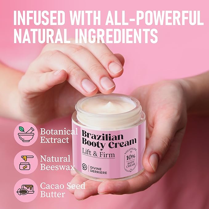 Divine Derriere Brazilian Body Butter Cream, Lift and Firm Body Cream with Volufiline Helps Reduce the Appearance of Cellulite for a Lifted and Firm-looking Derriere, Bum Bum Cream, 50ml-VivaGrace Women