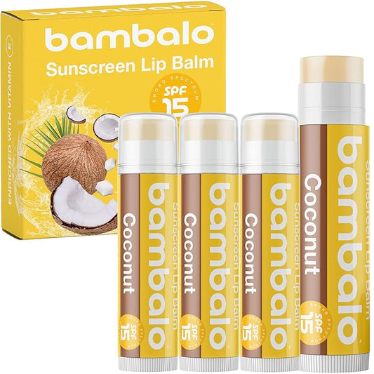4-Pack Coconut SPF 15 Lip Balm - Organic Ingredients, Broad Spectrum UVA/UVB Protection - Hydrating & Moisturizing, USA Made-VivaGrace Women