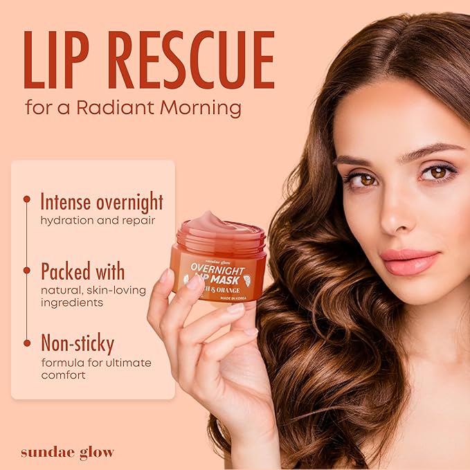 Peach & Orange Lip Mask - Dermatologist Tested, Anti-Aging, Korean Skin Care, Deep Hydration, Overnight Lip Repair - Vegan, Clean Beauty, 95% Natural, Cruelty-Free - 1 Pack-VivaGrace Women