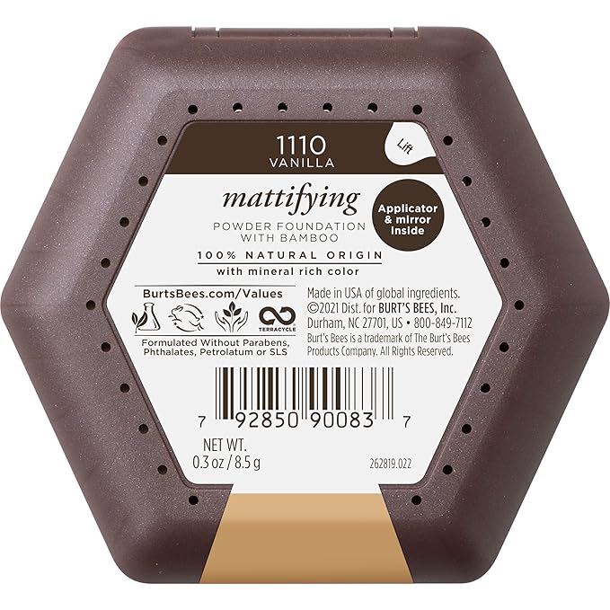 Burt’s Bees 100% Natural Origin Mattifying Powder Foundation, Vanilla, 0.3 Ounce, Packaging May Vary-VivaGrace Women