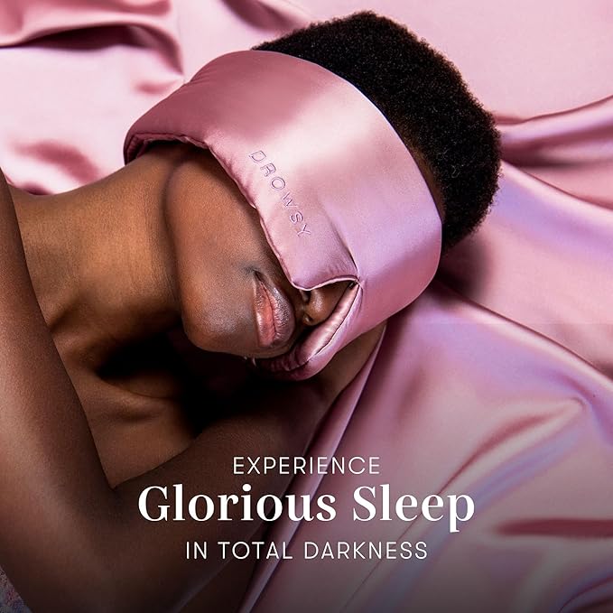 DROWSY Silk Sleep Mask. Face-Hugging, Padded Silk Cocoon for Luxury Sleep in Total Darkness. (Damask Rose)-VivaGrace Women