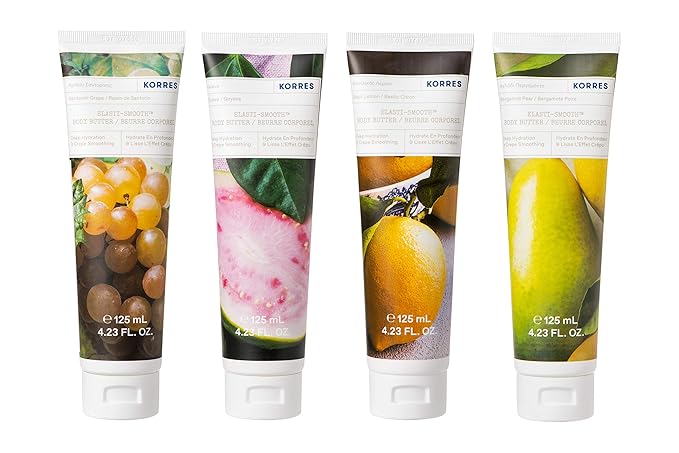 KORRES Elasti-Smooth Body Butter Cream, Dry Skin Lotion with Shea Butter and Almond Oil, Moisturizing, Firming, Tightening and Hydrating After Shower Care, Bergamot Pear, 4.23 Fl Oz-VivaGrace Women