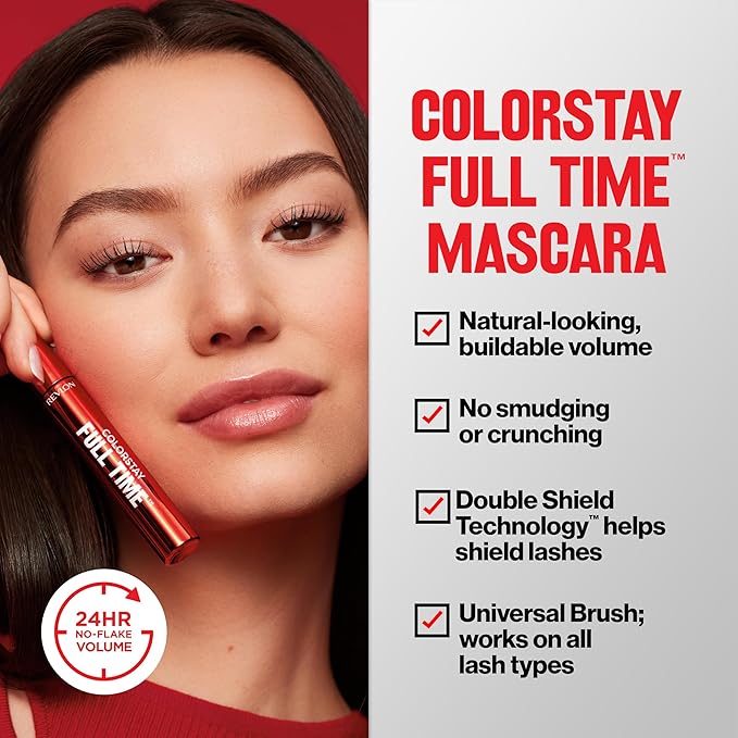 Revlon ColorStay Full Time Mascara, Volumizing Eye Makeup, 24 Hour Wear, Clump-Proof, Smudge-Proof, Flake-Proof, 403 Natural Brown