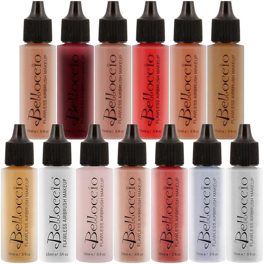 Belloccio Master Set of All 13 Blush, Bronzer & Shimmer Color Shades within Belloccio's Professional Flawless Airbrush Makeup Product Line (13 Different Shades in 1/2 oz. Bottles)-VivaGrace Women