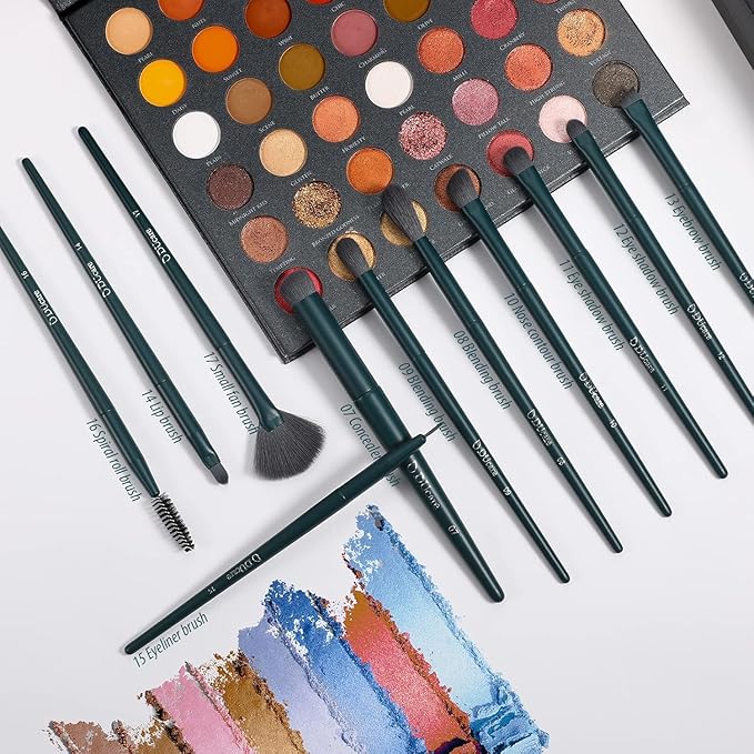 DUcare 17Pcs Professional Makeup Brush Set Complete Kit with Brush Cleaning Mat and Makeup Sponge, Ideal for Foundation, Eyeshadow, Liquid Cream, Gift Box Set-VivaGrace Women