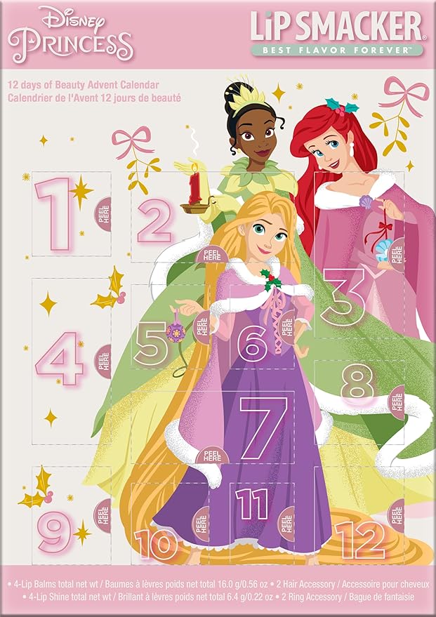 Lip Smacker Disney Princess Holiday 12 pc Advent Calendar Lip Balm & Makeup Set Girls-VivaGrace Women