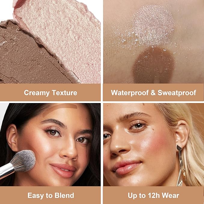 FV Cool Toned Contour Stick, Double-ended Contour and Highlighter Stick, Long Lasting & Lightweight Contour Stick Makeup with Natural Finish, Waterproof and Creamy Texture for Face Shaping, 01-VivaGrace Women