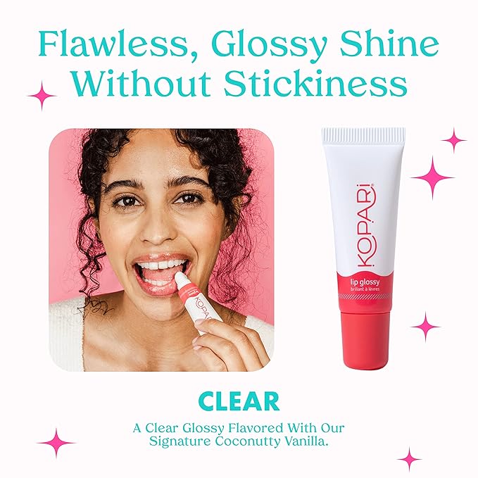 Kopari Coconut Lip Glossy Clear - Hydrating and Moisturizing Coconut Oil, Vitamin E and Shea Butter Lip Gloss With 100% Organic Coconut Oil, Non GMO, Vegan Sulfate Free (2 Pack)-VivaGrace Women