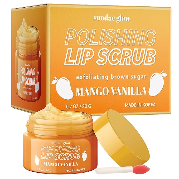 Mango Vanilla Lip Scrub - Dermatologist Tested, Anti-Aging, Korean Skin Care, Deep Exfoliation & Hydration - Smooth, Soft, Plump Lips - Clean Beauty, Vegan, Non-GMO - 1 Pack-VivaGrace Women