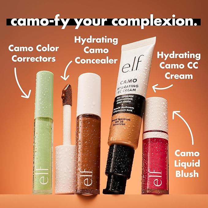 e.l.f. Hydrating Camo CC Cream, SPF 30, Color Correcting Full Coverage Foundation For A Dewy Finish, Vegan & Cruelty-Free, Light 210 N-VivaGrace Women