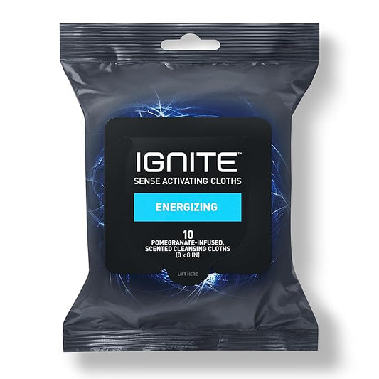 Medline Ignite Mens Body Wet Wipes, Extra Thick 8" x 8" Shower Wipes, Energizing Scent, 10 count