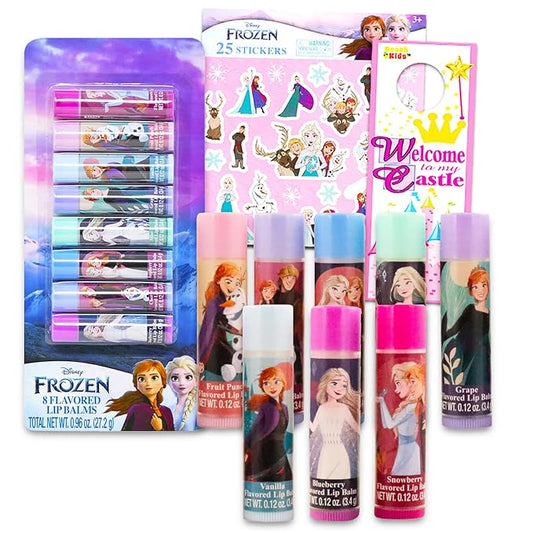 Frozen Lip Balm Set - Bundle with 8 Disney Lip Balm Tubes, Stickers and More | Anna and Elsa Lip Balm Kit-VivaGrace Women