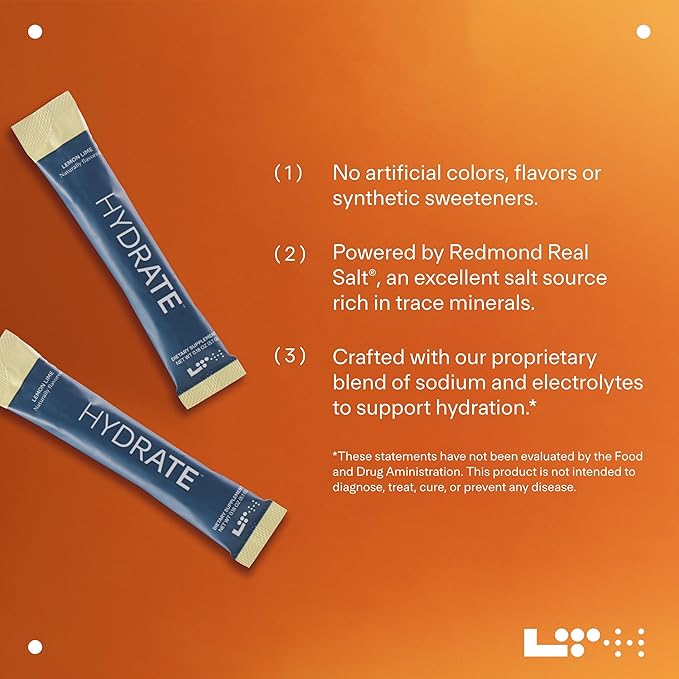 LTH Hydrate Hydration Mix - Trusted by Life Time Fitness Members - NSF Certified for Sport - Electrolyte Powder - Plant-Based, Non-GMO, Gluten Free - 15 Single-Serve Packets (Lemon Lime) - 2-Pack-VivaGrace Women