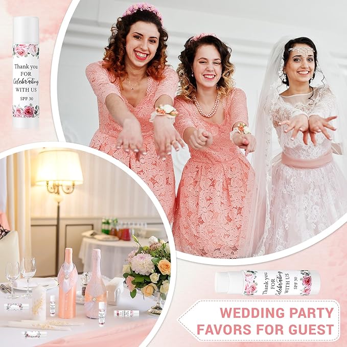 48 Pack SPF 30 Sunscreen Lip Balms Bulk Thank You for Celebrating with Us Sunscreen Care Lip Balm Sticks Wedding Party Favor Baby Bridal Shower Party Supplies Thank You Gifts for Guest-VivaGrace Women