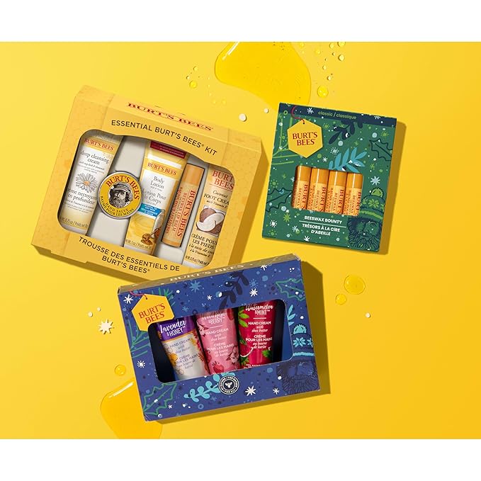 Burt's Bees Back to School Gifts Ideas, 5 Body Care College Dorm Products, Everyday Essentials Set - Original Beeswax Lip Balm, Deep Cleansing Cream, Hand Salve, Body Lotion & Foot Cream, Travel Size-VivaGrace Women