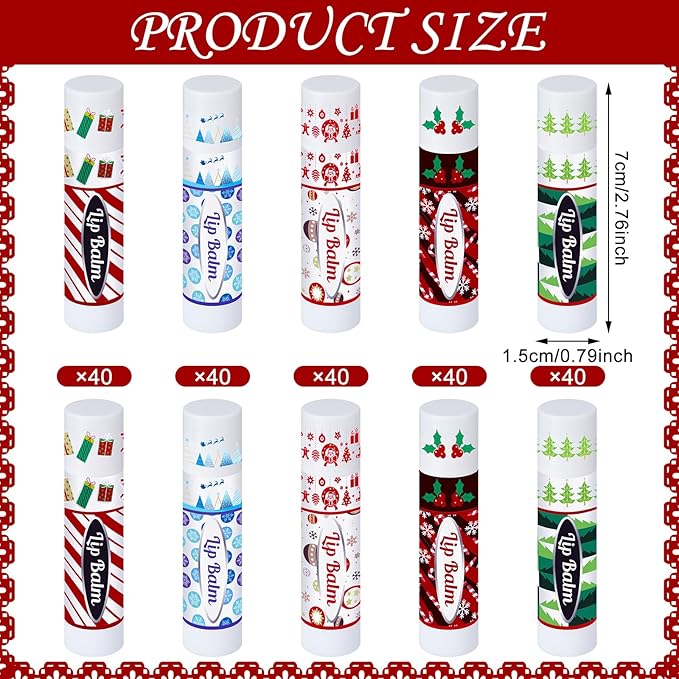 Christmas Lip Balm Bulk Cute Xmas Lip Balm Gifts Set Moisturizing Lip Care Christmas Stocking Stuffers Holiday Treat Goodie Gifts Xmas Party Favors Supplies for Kids Women Men(200 Pcs)-VivaGrace Women