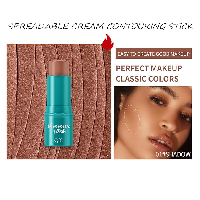 3Pcs Cream Contour Stick, with Highlighter Stick Milk Bronzer Stick Blush Stick, Face Contour Stick with Makeup Brush and Sponge, Easy to Sculpt the Face, Long Lasting, Waterproof-VivaGrace Women