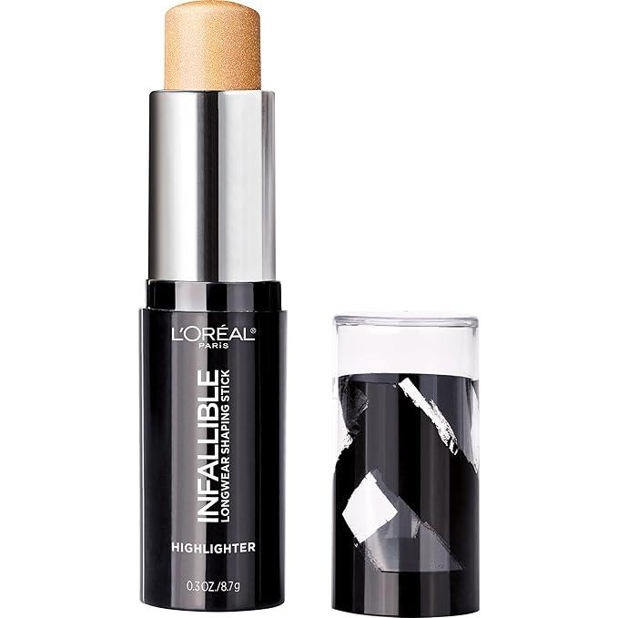 L’Oréal Paris Makeup Infallible Longwear Highlighter Shaping Stick, Up to 24hr Wear, Buildable Cream Highlighter Stick, 41 Gold is Cold, 0.3 oz.-VivaGrace Women