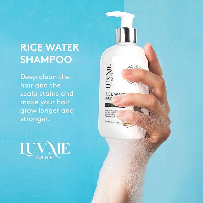 Rice Water Hair Growth Shampoo with Biotin - Hair Shampoo for Thinning Hair and Hair Loss, All Hair Types, Men and Women 10 Fl Oz-VivaGrace Women