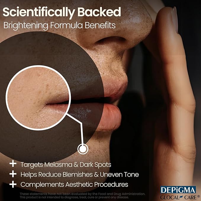 GlocalCare Depigma Support Reduction of Hyperpigmentation, Melasma & Dark Spots with Glutathione, Polypodium Leucotomos, Grape Seed & Marigold Extract-VivaGrace Women