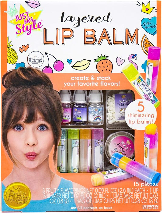 Just My Style Layered Lip Balm by Horizon Group USA, DIY 5 Shimmering Lip Balms, Mix Fruity Flavors To Make Your Own Unique Lip Balm. Strawberry, Tropical Fruit & Very Berry-VivaGrace Women