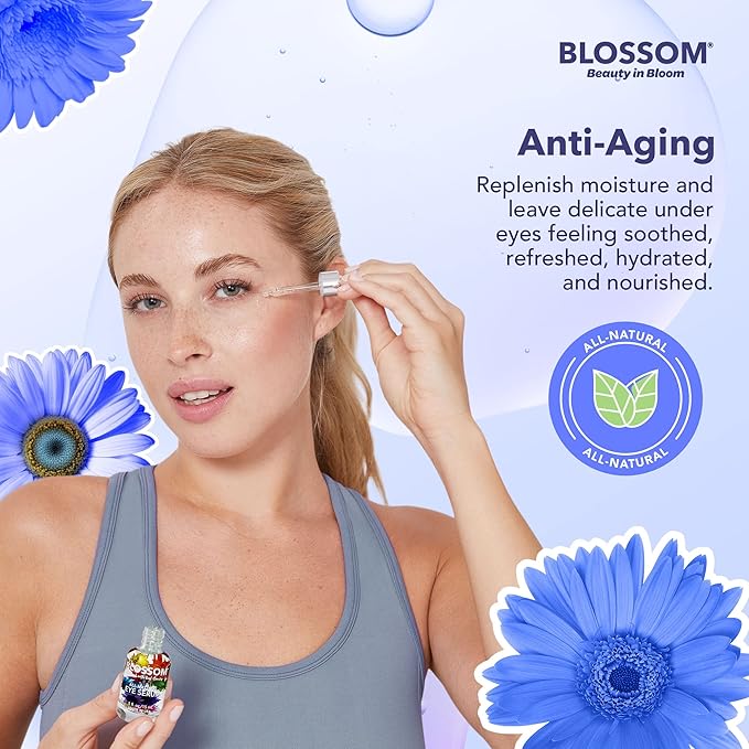 Blossom All Natural Organic Cruelty Free Moisturizing Eye Serum with Essential Oils, Infused with Real Flowers, Made in USA, 0.5 fl. oz., Spring Bouquet-VivaGrace Women