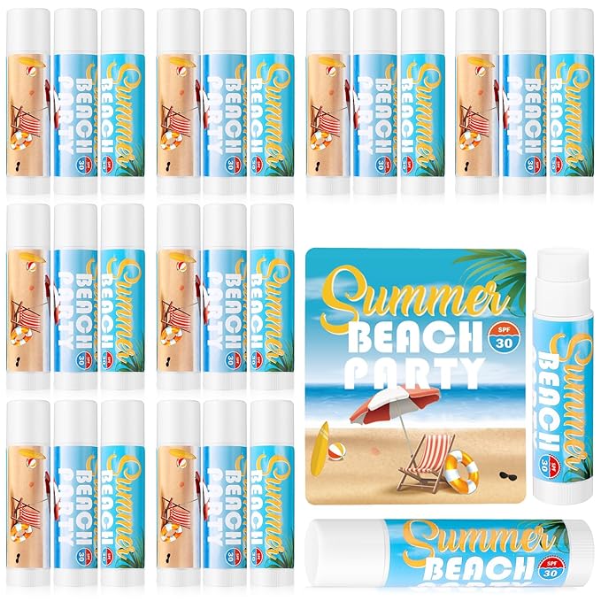 24 Pcs Sunscreen Lip Balms for Summer Beach Party SPF 30 Sunscreen Lip Balms Sticks Bulk Outdoor Travel Sunscreen Care Lip Balm for Thank You Gifts Summer Beach Wedding Party Supplies-VivaGrace Women