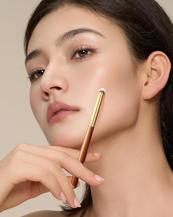 Desert Oak Series MicroBlur Tap Concealer - 6mm Finger-Tip Precision Brush for Tear Troughs & Acne Spots, Vegan Nylon, Bubinga Handle (CM 199)-VivaGrace Women