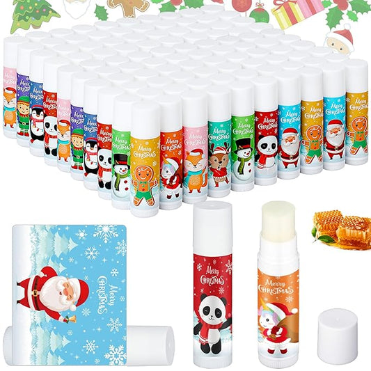 Dunzy 100 Pack Hello Fall Thanksgiving Party Gifts Bulk Lip Balms Favors Employee Appreciation Gifts Thank You Gifts Team Inspirational Gifts for Women Men Coworkers Satff Teachers(Santa)-VivaGrace Women