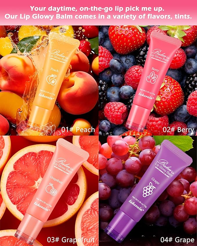 Hydrating Lip Glowy Balm, Ultra-Nourishing Lip Balm for Dry Cracked Lips, Moisturizer Lip Repair Sleeping Lip Mask, Day and Night Lip Care Therapy Treatment,Glossy Smooth Lip Butter Balm-04#Grape-VivaGrace Women