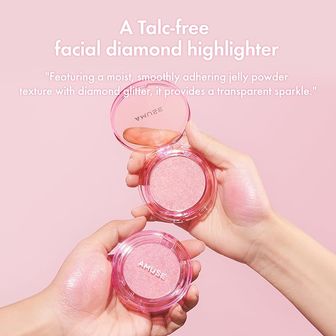 Amuse SEOUL Face Diamond Pink Diamond Highlighter | High Glossy Face Illuminator Highlighting Powder, Highlighter Makeup, Shimmer Glow, Rose & Gold Glow Highlighter, Cruelty-Free & Vegan (4.7g)-VivaGrace Women